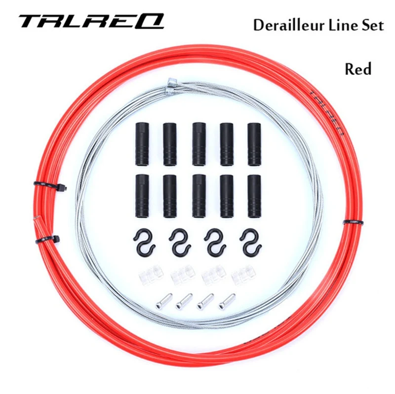 MTB велосипедная трубка тормозной магистрали наборы 5 мм горный тормоз для дорожного велосипеда кабель 4 мм переключения передач переключатель наборы велосипедные аксессуары - Цвет: Derallieur Red