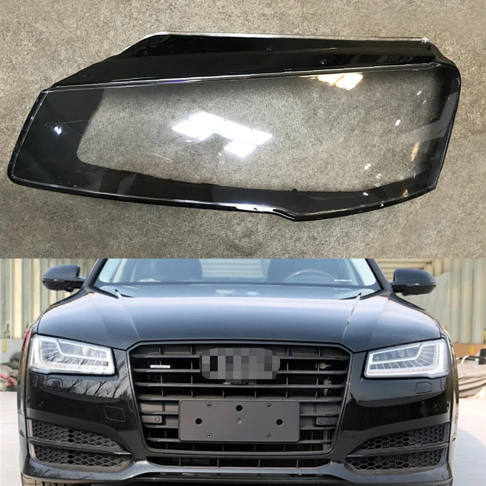 

For Audi A8 D4 2014 2015 2016 2017 Transparent Car Headlight Headlamp Clear Lens Front Auto Shell Cover