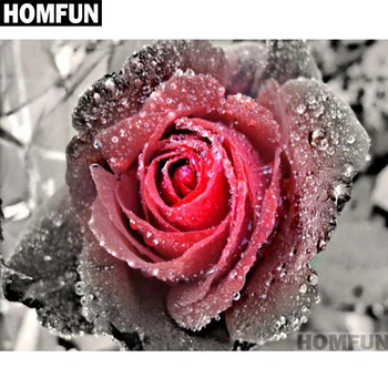 

HOMFUN Full Square/Round Drill 5D DIY Diamond Painting "red rose flower" Embroidery Cross Stitch 5D Home Decor Gift A01131