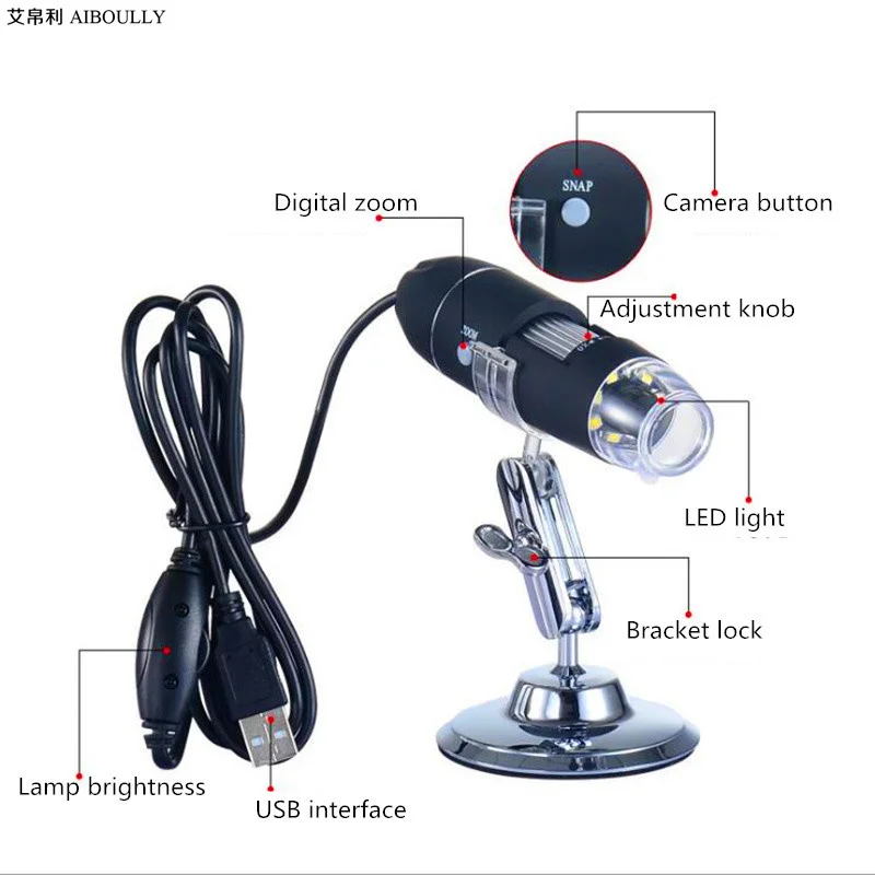 AIBOULLY S8 1000X электронный Микроскоп USB видео лупа PCB инспекционный инструмент видео эндоскоп ручной микроскоп ремонтный инструмент