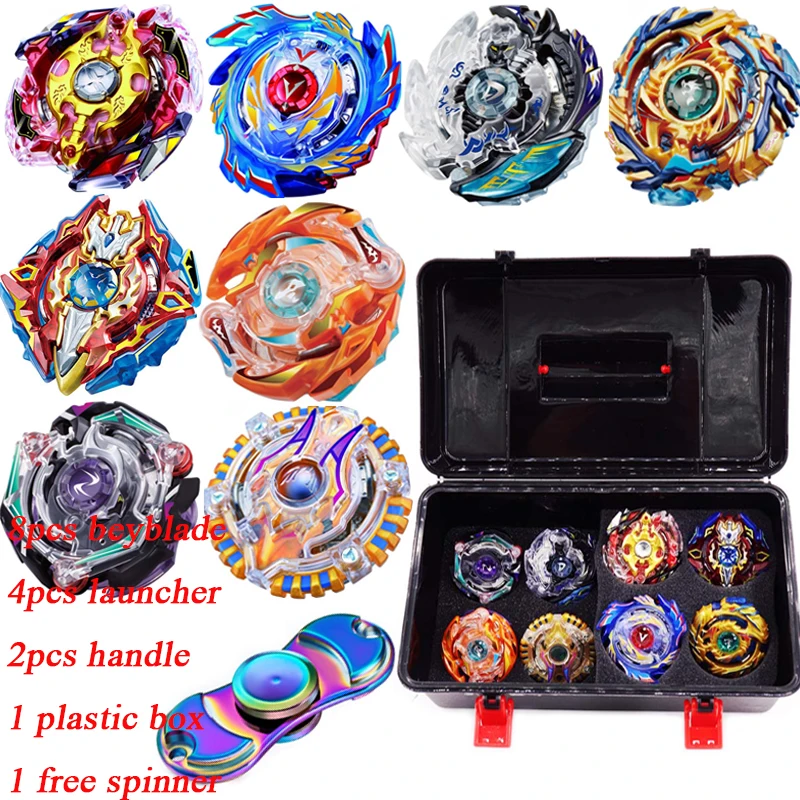 

2018 Beyblade Burst Arena New Spinning Top Metal Funsion 4D (8 Gyros+4 Launchers+2 Handles+1 Plastic Box+1 Spinner) Toys Gift