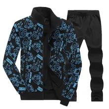 Мужские наборы для ухода за кожей Спортивная одежда Мужская мода осень весна спортивный костюм повседневное печатных кофты+ мотобрюки