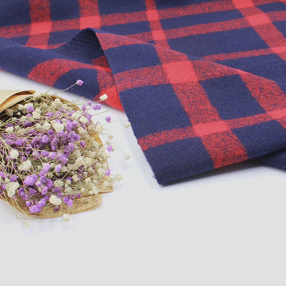 

YLSX Autumn and Winter Thickening Vintage British Style Double Sided Wool Plaid Fabric Cashmere Plaid Coat Cloth Wool Fabric