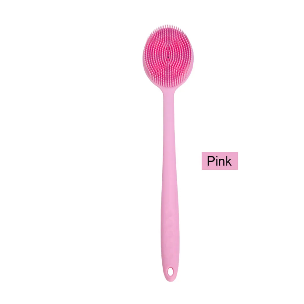 Pink Силиконовые мягкие щетки для душа для ванной, Массажная щетка, щетка для чистки тела, длинная ручка для ног, инструменты для очистки спины - Цвет: Pink