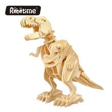 rc dinosaurs Robotime DIY 3D Wooden Puzzle Electronic Toys Walking T-Rex Kids Christmas gifts D210