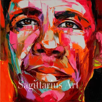 

Hand painted Handmade Modern Abstract Wall Decor Fine Art Francoise Nielly Barack Obama Oil Painting Artwork Canvas Painting art
