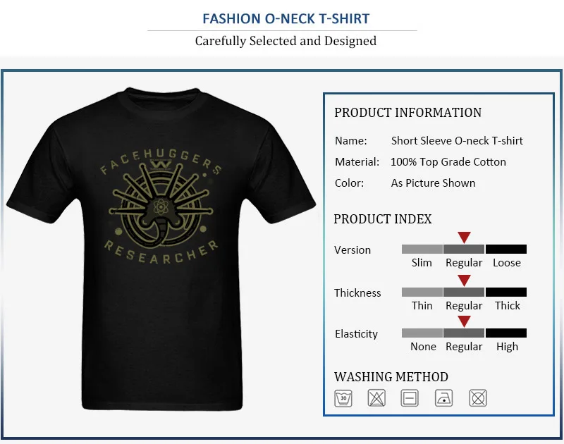 Custom Facehuggers Researcher O Neck T Shirts Summer Autumn Tees Short Sleeve for Men Latest 100% Cotton Normal T-Shirt Facehuggers Researcher