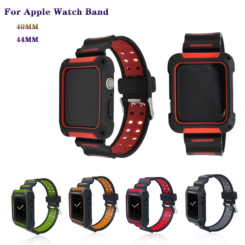 

Anti-fall case silicone bracelet straps integrated Suit For Apple Watch band 44/40mm Compatible for iwatch series 4 accessories