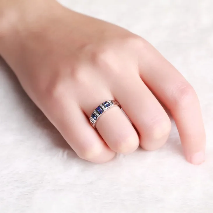 ZOCAI Брендовое Кольцо Настоящее 18 к белое золото 0,4 карат настоящий синий сапфир кольцо 0,17 карат кольцо с бриллиантом