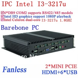  Core i3 mini pc industrial computers with Dual Gigabit Ethernet NM70 chip 6 USB 6 RS232 Barebone pc Windows or Linux 