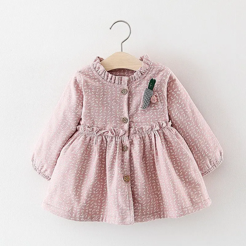Детское осенне-зимнее теплое платье с длинными рукавами для маленьких девочек; Детские вечерние бархатные платья-пачки принцессы с рисунком морковки; Vestidos S7525 - Цвет: Pink