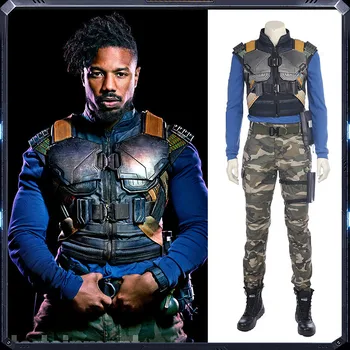 

T'Challa Black Panther Brother Eric Cosplay Costumes Superhero Cos Camouflage Set Top Pant Vest Armor 4Pcs Set Halloween Cos Pre