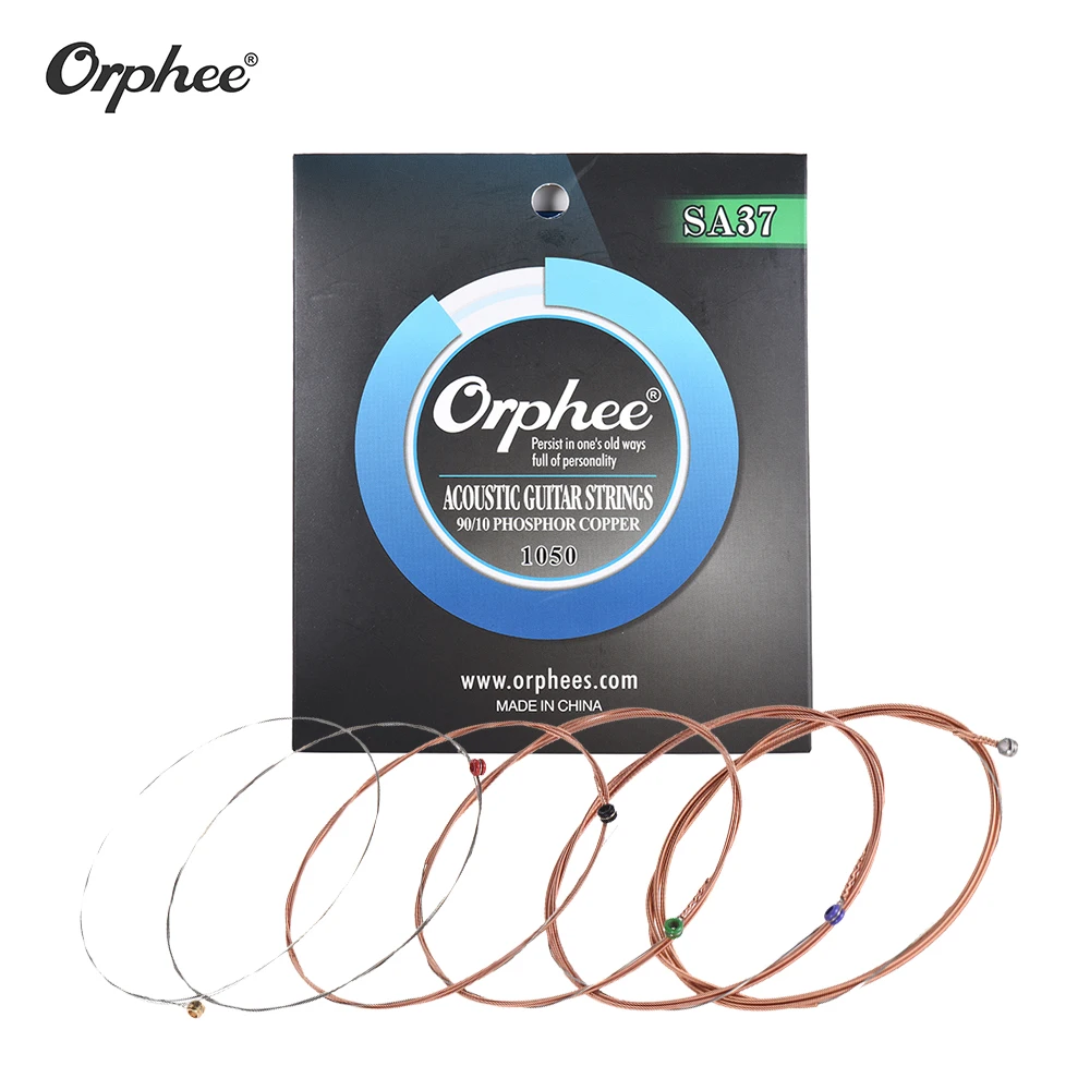 Orphee SA37 Acoustic Guitar String 6pcs/Set(.010-.050) Hexagonal Steel Core 90/ 10 Copper Alloy Wire Wound Extra Light Tension | Спорт и