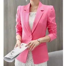 Белый Блейзер Женский 2019 Новый Повседневный женский пиджак розовый блейзер femme модный тонкий длинный рукав маленький костюм черный блейзер