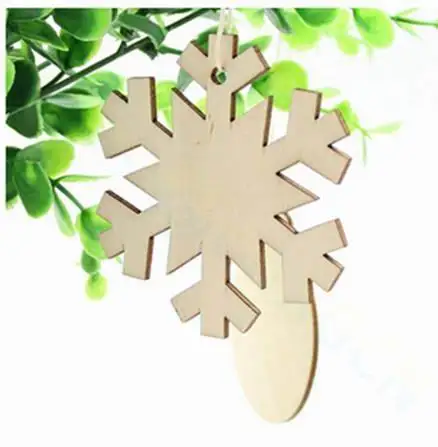 

10pcs Christmas party DIY Paint Natural Wooden snowman heart Pendants snowflake elk Bells hang Xmas Tree Ornament Decoration
