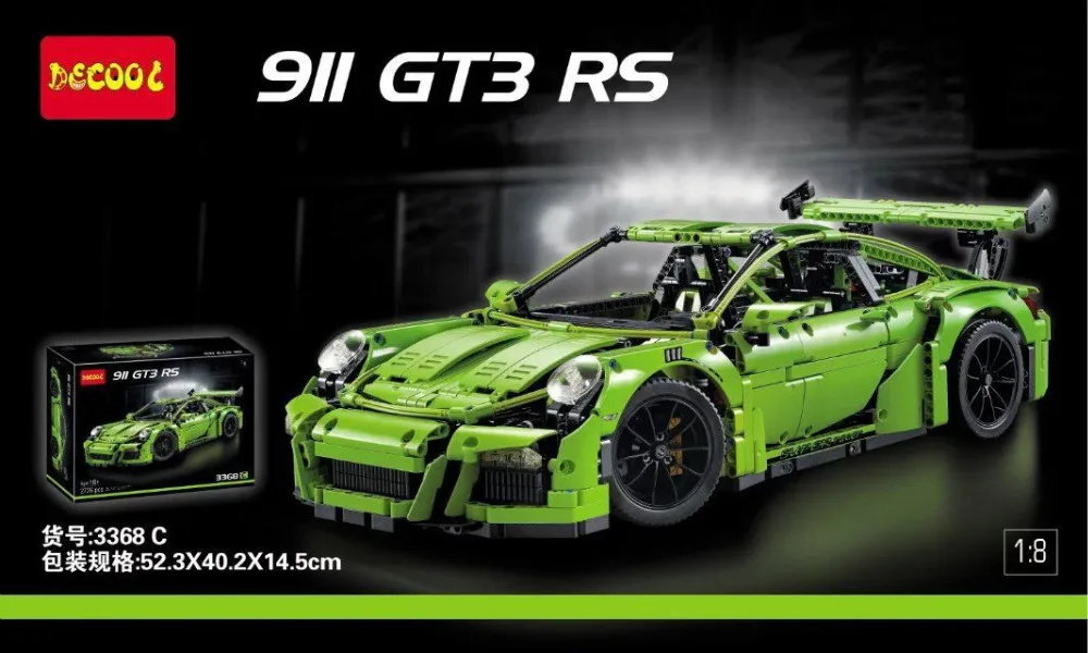 New Decool 3368 2728Pcs Technic Series 911 GT3RS Race Car Model  Children Educational Model Building Kits Brick Toys Gift 42056