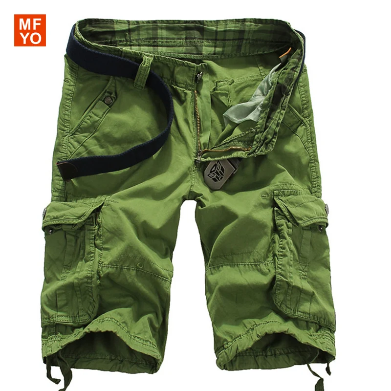 2016 Sunmmer New Fashion Mens Cargo Shorts Male Cotton Casual Short Pants Ripped Pockets Plus Size