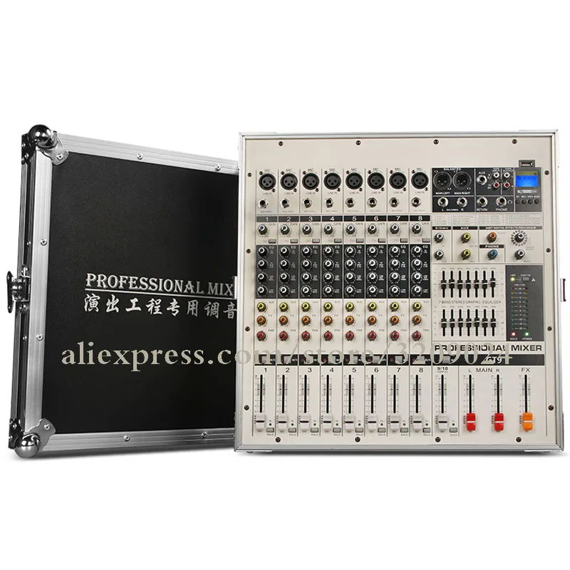 Flight Case Super Power Bluetooth USB SD Card Amplifier Mixer One Machine Digital Effect Processing Mixer
