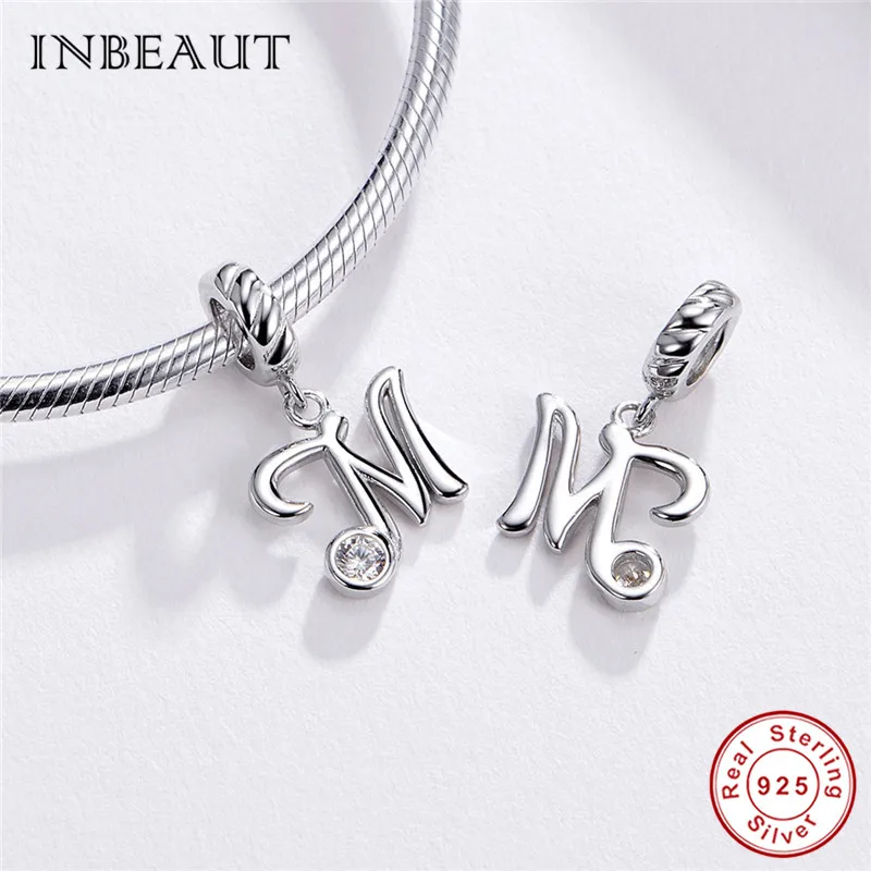 INBEAUT Настоящее 925 пробы серебро 26 английские заглавные буквы бусины подходят Pandora браслет S925 слово серии подвески