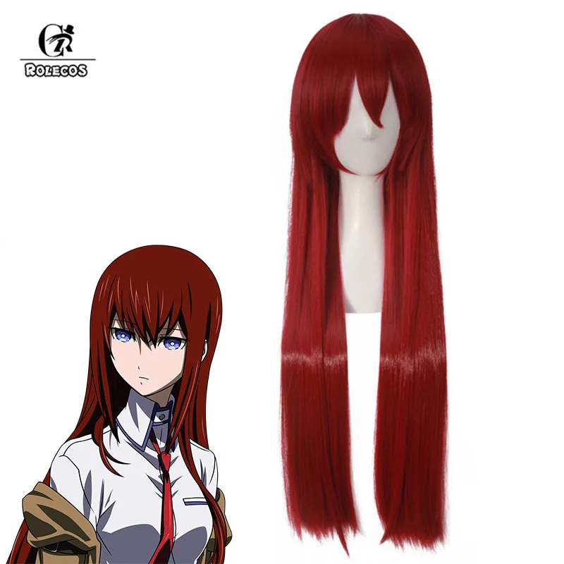 ROLECOS Steins Gate Zero Аниме Косплей головные уборы Kurisu Makise волосы длинные прямые винные