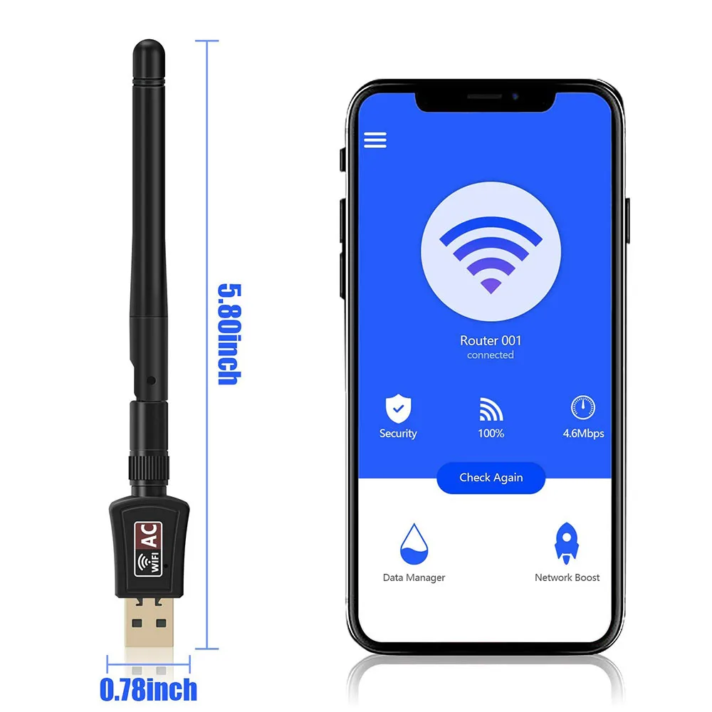Беспроводной Wi Fi USB адаптер переменного тока 600 м двухдиапазонный беспроводной usb