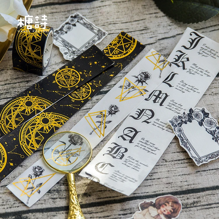 1 шт. DIY японский бумажный скотч с черным кружевом для девочек декоративные клейкие ленты маскирующая Лента наклейки Размер 7 м