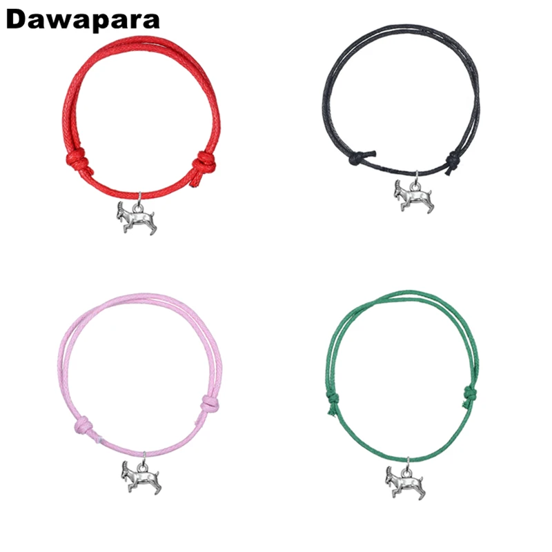 

Dawapara Antique Tibetan Silver Plated Capricorn Goat Alloy Pendant Bracelet Handmade Adjustable Chain Bangle Charm Jewelry Gift