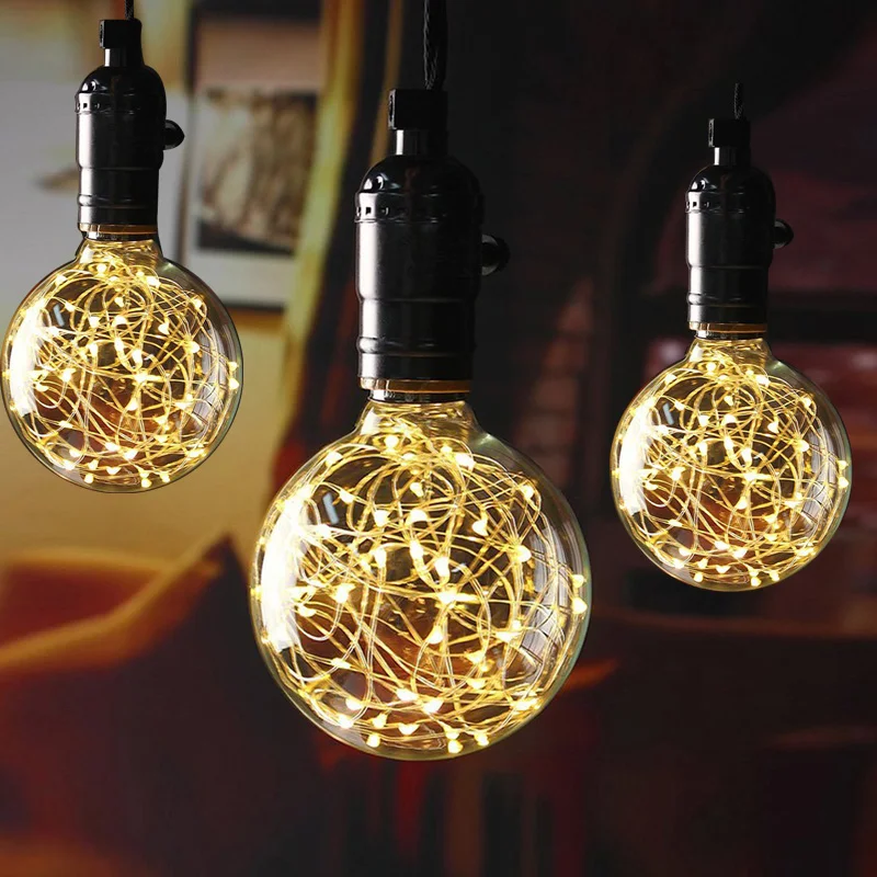 

G95 G60 Retro Lamp E27 220V Vintage edison bulb holiday lights Firework Filament lamp lampada for indoor Christmas Decor