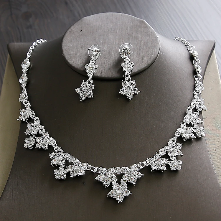 Wedding Sets for Women Bling Bride Hair Accessories Tiaras Earrings Necklace Wedding Jewelry Sets (5)