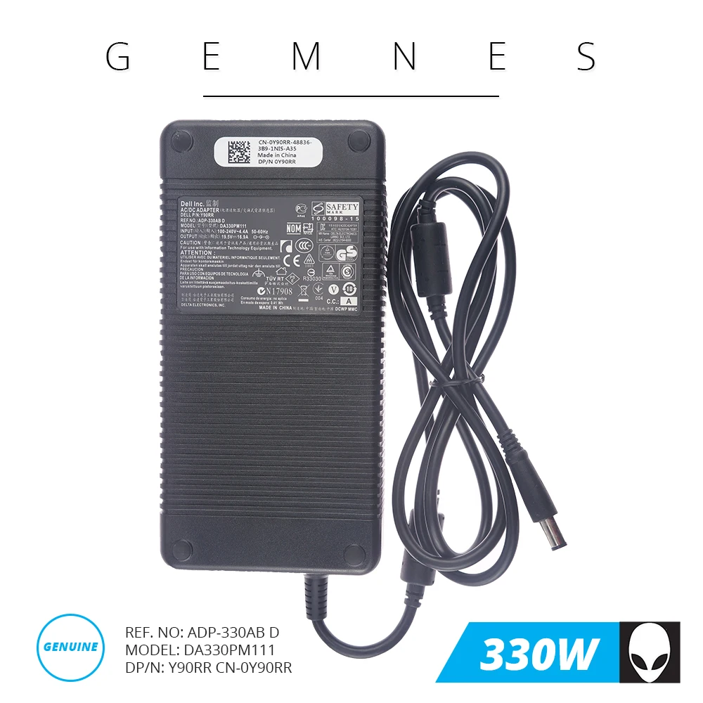 Original Genuine 330W Power Adapter for Dell Alienware M18X R1 R2 R3 Y90RR 0Y90RR DA330PM111 ADP-330AB D 19.5V 16.9A EU US Plug