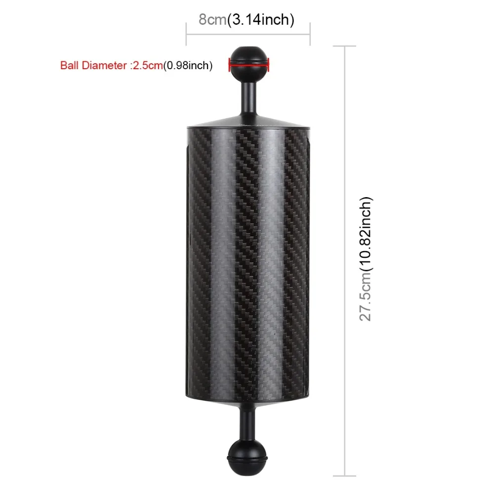 Flutuabilidade de Fibra Bandeja para Gopro Puluz Carbono Flutuador Aquático Braço Duplo Bola Flutuante Câmera Mergulho Subaquático - Smartphones - Image 2