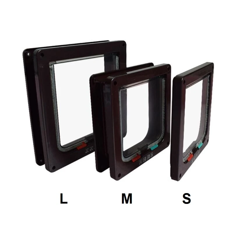 4Way-Pet-Cat-Puppy-Dog-Supplies-Lock-Frame-Safe-Security-Flap-Door-Gate-Brown-Size-M_10_800x800