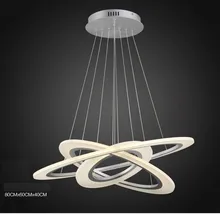 Suspension LED chandelier for dinning room circle lustre lights white finish 110V 220V 40CM+60CM+80CM
