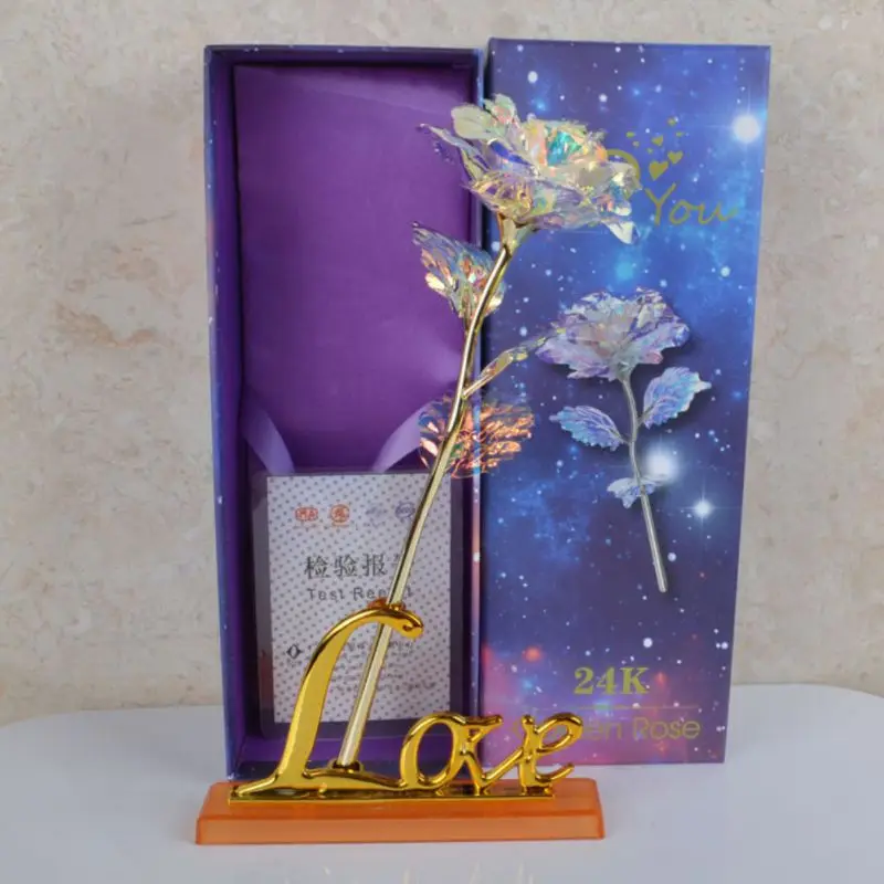 

Mother's Day Present Gift 24K Gold Plated Golden Rose Valentine's Day Flower Holiday Wedding Party Decoration With Retailed Box