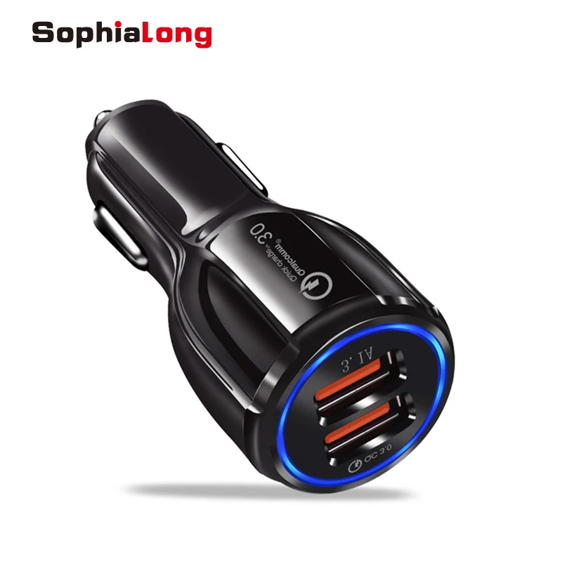 

Quick Charge 3.0 Car USB Charger Mobile Phone Charger Dual USB Fast Car Charger for iPhone Samsung QC 3.0 Car-Charger