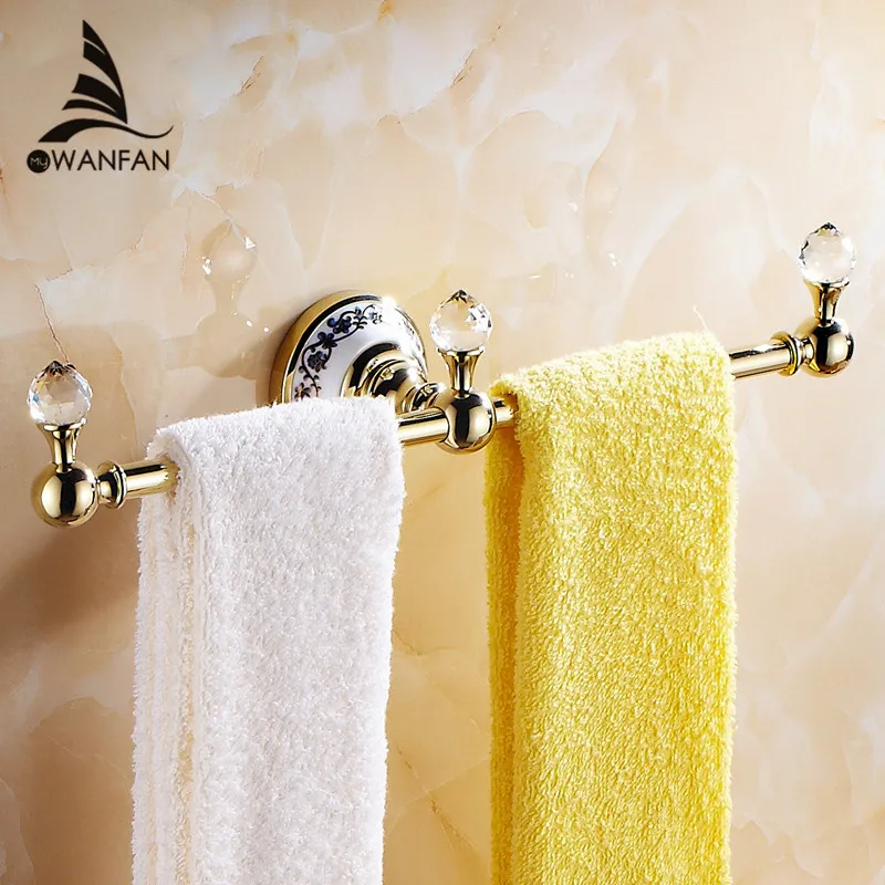 Towel Bars Luxury Golden Crystal Towel Rack Towel Bar Wall Mounted