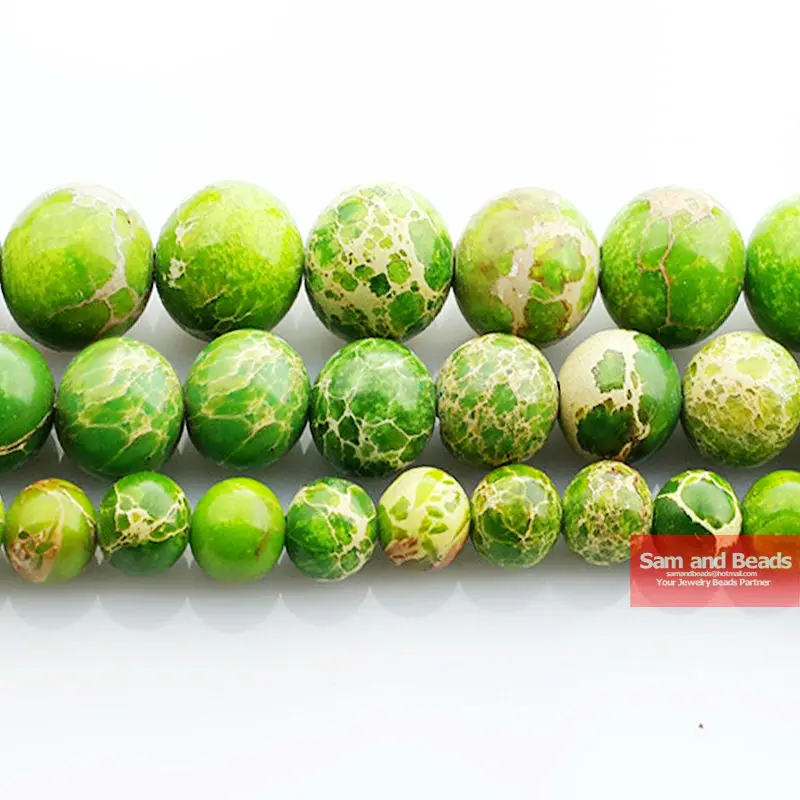 

Free Shipping 16" Natural Stone Apple Green Sea Sediment Imperial Round Loose Beads 4 6 8 10 12MM Pick Size For Jewelry AGSB01