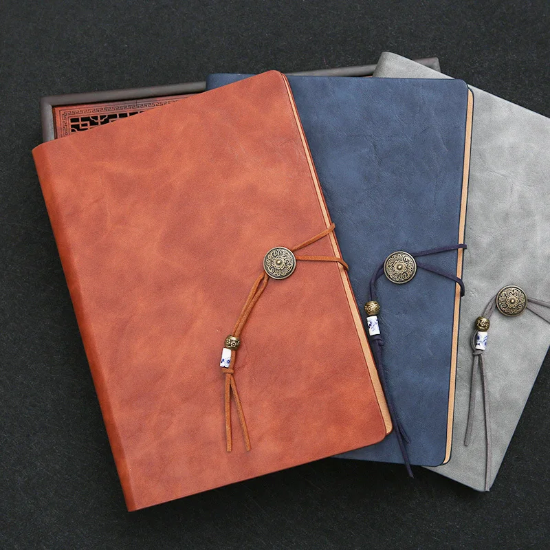 

A5 PU Business Affairs Notebook Stationery In National Customs Loose-leaf Meeting Restore Ancient Thickness Work Diary Notebook