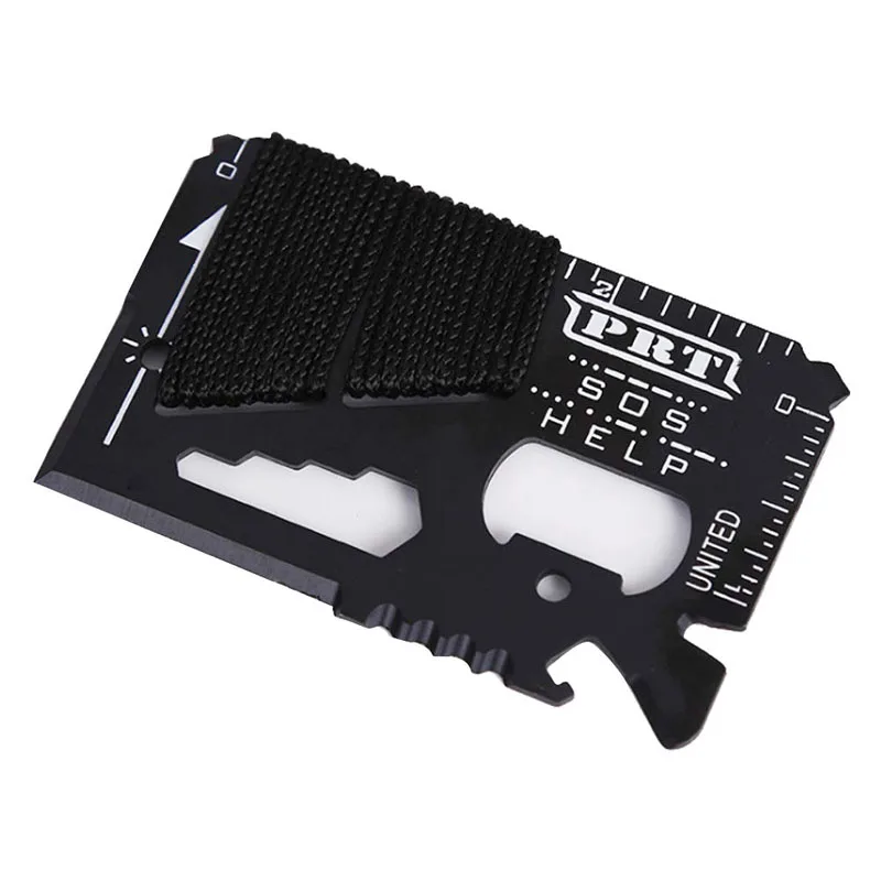

Multipurpose Tool card Steel Multitool Screwdriver Knife Cutter Can Opener Ruler Saw Paracord Camping Tool Pocket Survival Tool