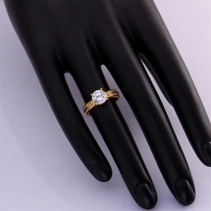 YHAMNI New Fashion Real 24K Yellow Gold Filled Engagement Ring Arrows 2 Carat CZ Diamant Zircon Wedding Rings For Women YH548
