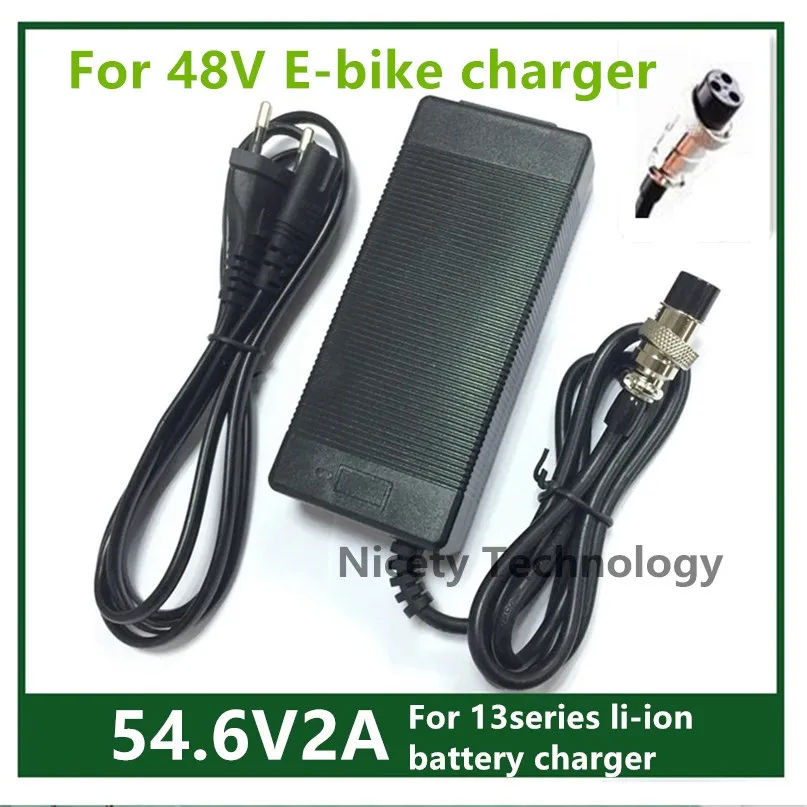 Bici Elettrica Batteria Caricabatteria Alimentatore 3-Pin Spina per Il 48V