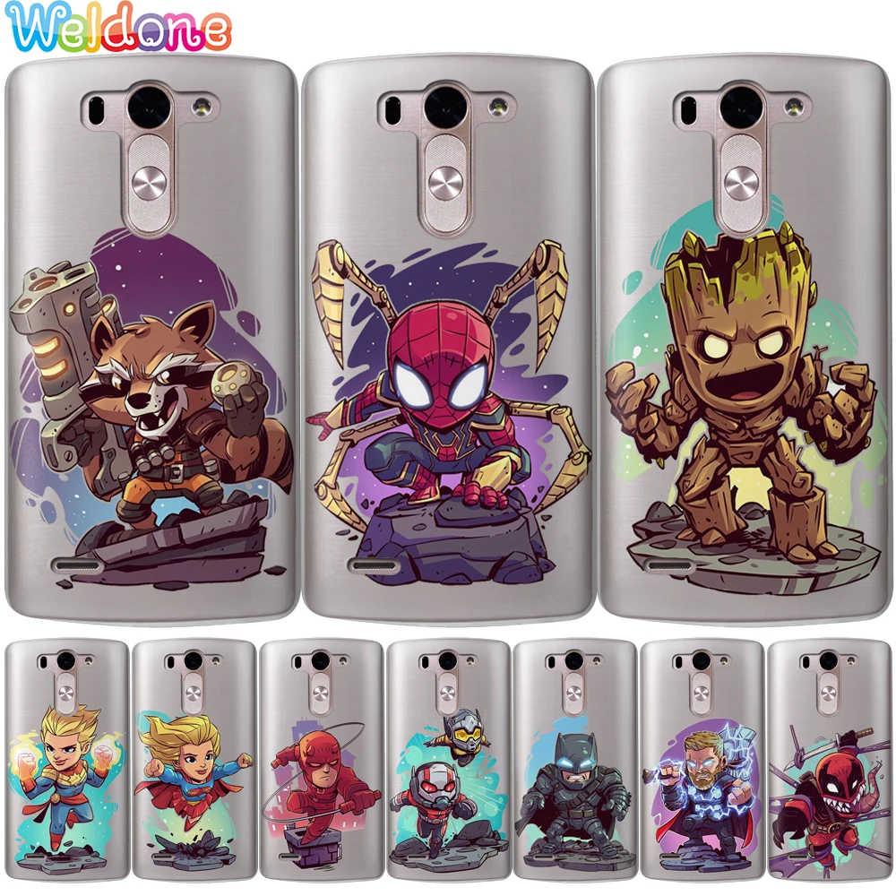 

Avengers Groot rocket Ant Bat Spider man Case Cover For LG Q6 Q7 G6 G7 V30 XPower3 K10 K8 2018 2017 K9 K11 G4 K7 case Etui cover