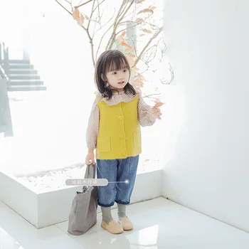 

Girls Vest Fashion Casual Sweater Waistcoat Knitting Spring Autumn Toddler Girls Coat Kids Jackets 2 3 4 5 Years Child Clothing
