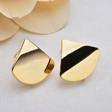 121) 6PCS 20x23MM 24K Gold Color Plated Sector Glossy Surface Stud Earrings High Quality DIY Jewelry Making Findings