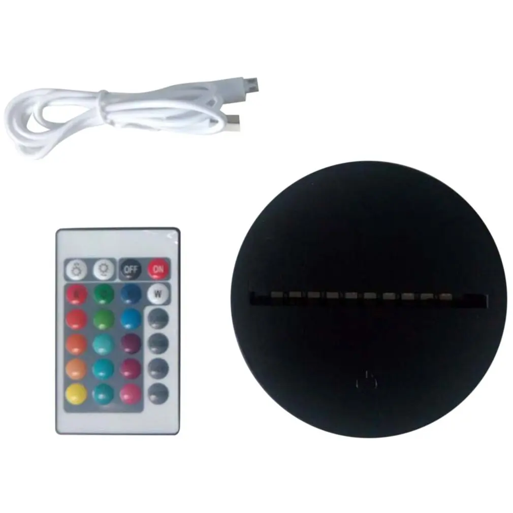 Светодиодный светильник для 3D иллюзии, Ночной светильник, 7 цветов, сенсорный выключатель, пульт дистанционного управления, сменная база для 3D настольных ламп - Цвет: with Remote control