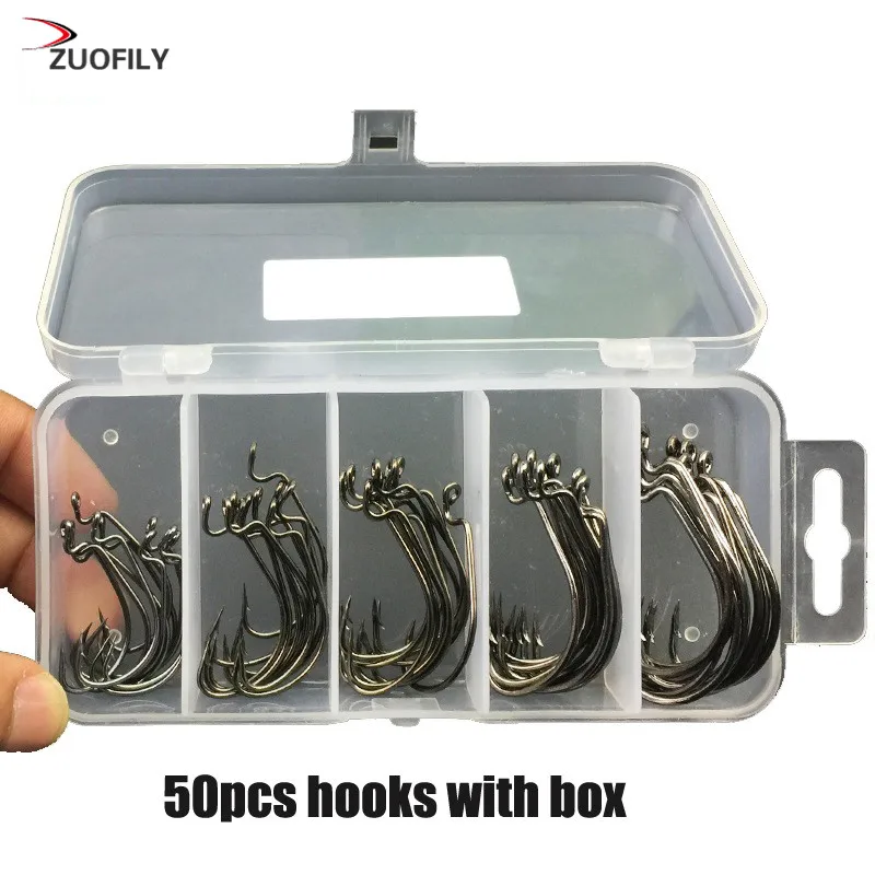 

50pcs/lot sea Fishing box mustad offset hook 2#1#1/0#2/0#3/0# carp snap fishing big hooks tackles accessories