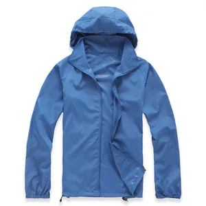 Летние любителей кожи костюмы для мужчин женщин дышащий с капюшоном длинным рукавом водостойкий быстросохнущая Открытый Отдых ветро - изображение