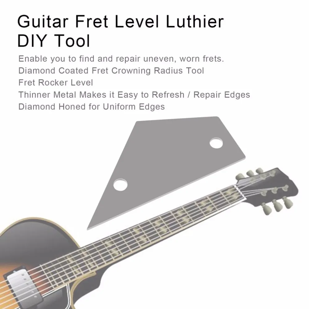 Stainless Steel Rocker Type Diamond Honed 1/8" Guitar Fret Level Luthier DIY Tool Rugged Ruler