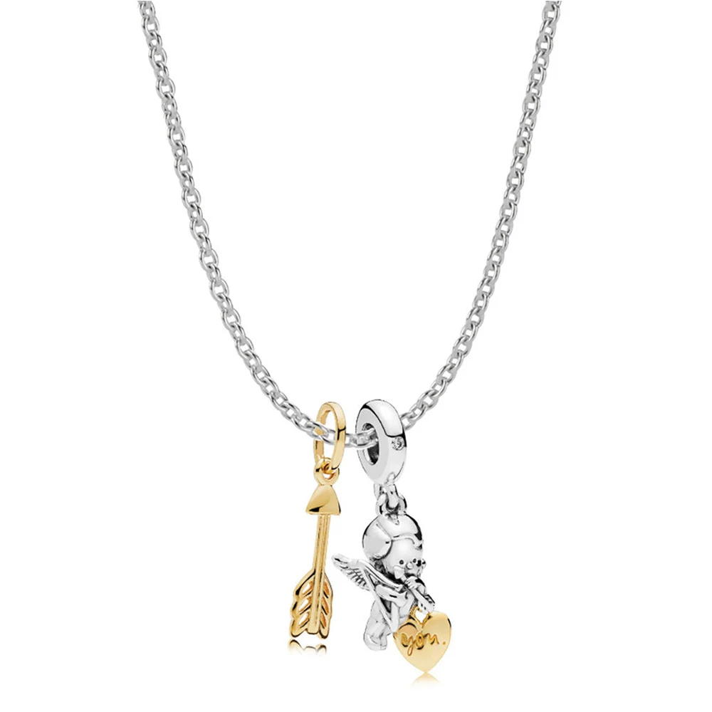 

Krisite 100% 925 Sterling Silver RAU0564 Shine Cupid Strikes Necklace Set 2019 New Valentine's Day Gifts