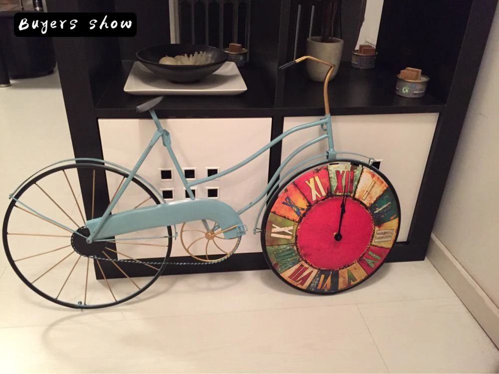 American Retro Bedroom Wall Clock Bicycle Personality Decorative Mural Decorations Home Decoration Accessories Housewarming Gift